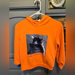 SHEIN Orange Cat Hoodie with Graphic